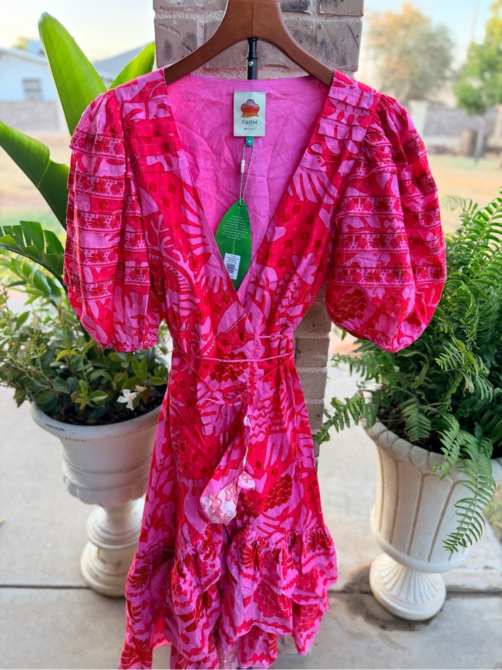 FARM Rio NWT Jungle Scarf Ref Tiered Skirt Wrap Dress Size Medium